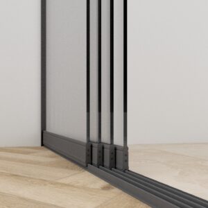 4 rail glazenschuifwand tot 3600 mm (4 x 930 mm glas)