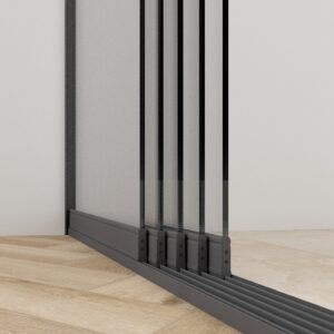 5 rail glazenschuifwand tot 4490 mm (5 x 930 mm glas)