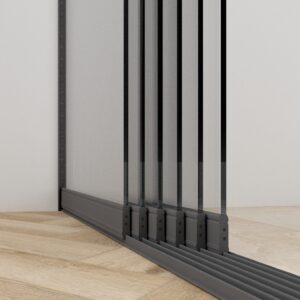 6 rail glazenschuifwand tot 5380 mm (6 x 930 mm glas)